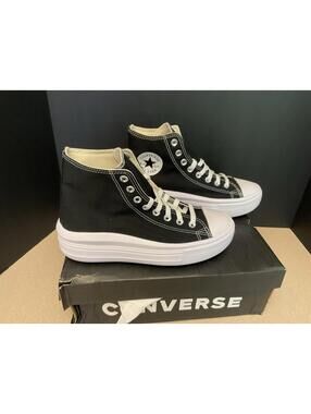 New! Womens Converse CTAS Move HI Black/Natural Ivory White Shoes. Size 9.5.